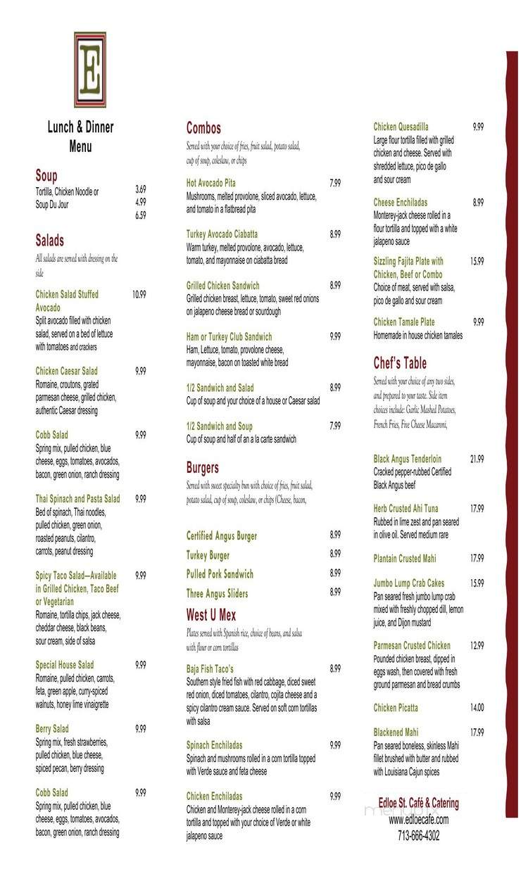 Edloe Street Delicatessen - Houston, TX menu_pic