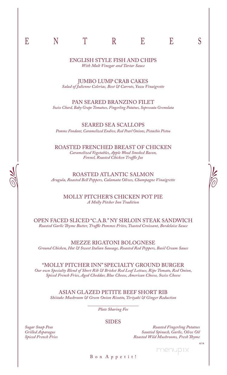 Dining Room - Molly Pitcher Inn - Red Bank, NJ menu_pic