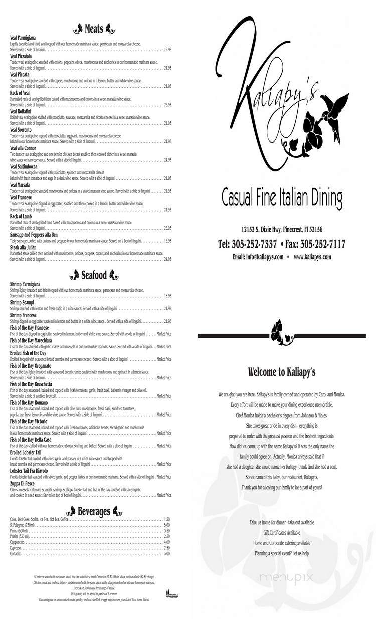 Trattoria Romanza - Miami, FL menu_pic