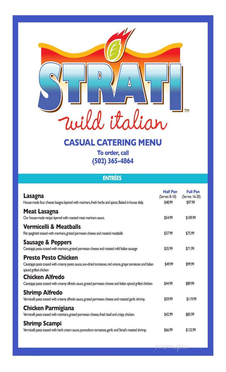 Strati Wild Italian - Louisville, KY menu_pic