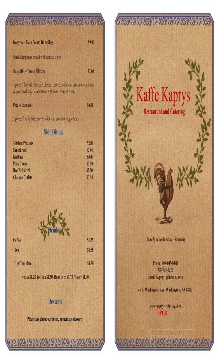 Kaffe Kaprys - Washington, NJ menu_pic
