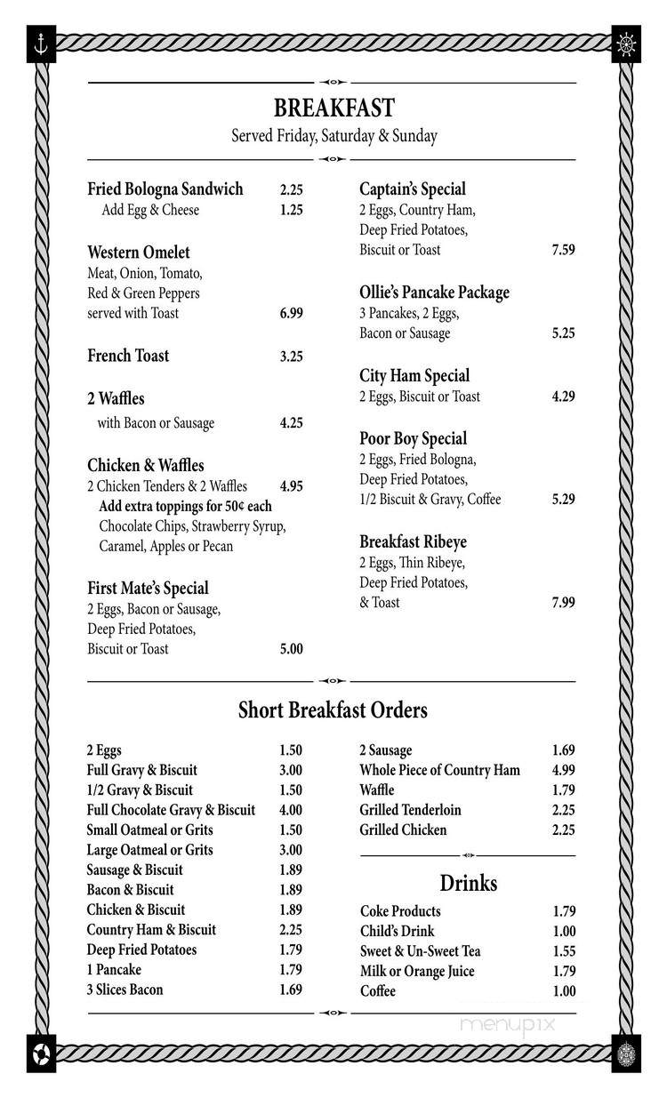 The Galley Restaurant - Allons, TN menu_pic