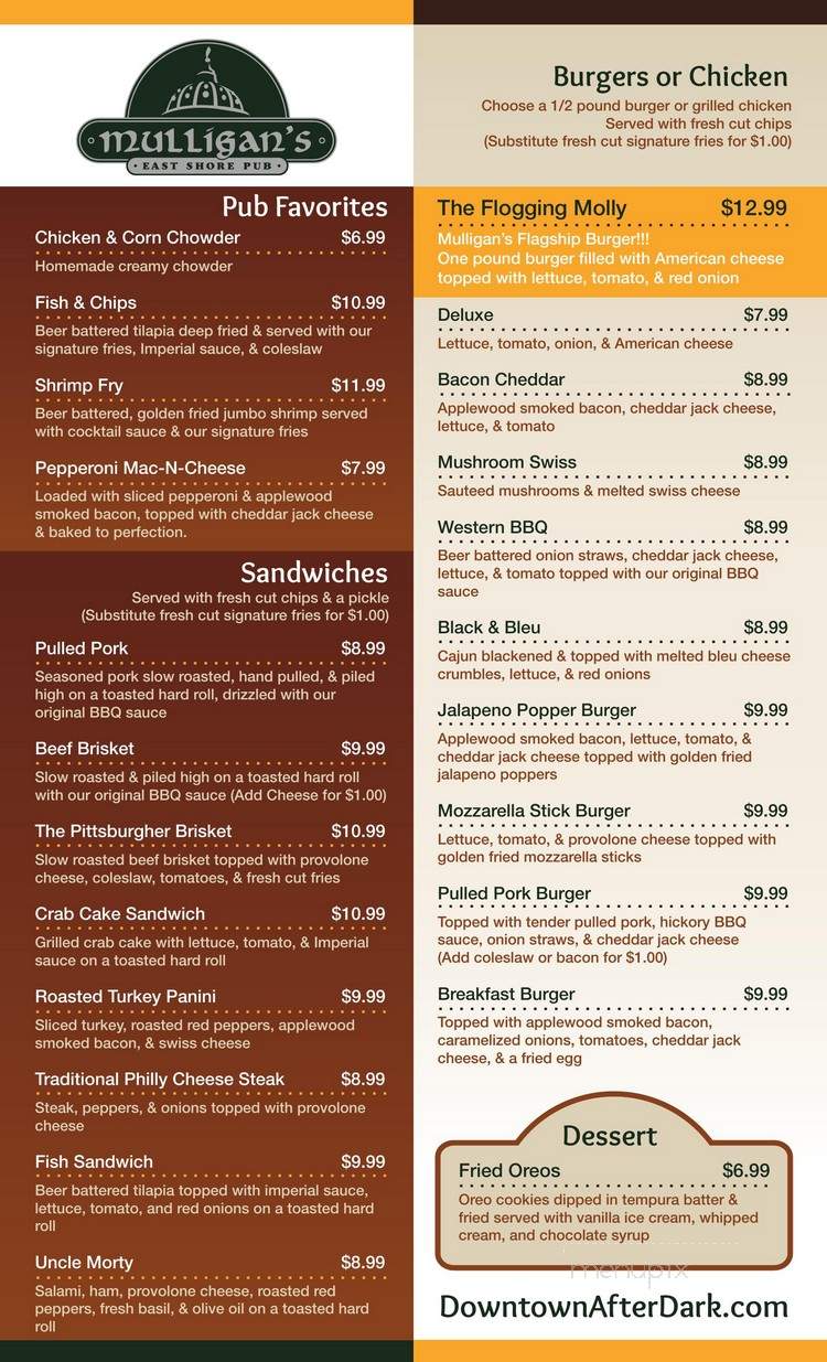 Mulligan's East Shore - Harrisburg, PA menu_pic
