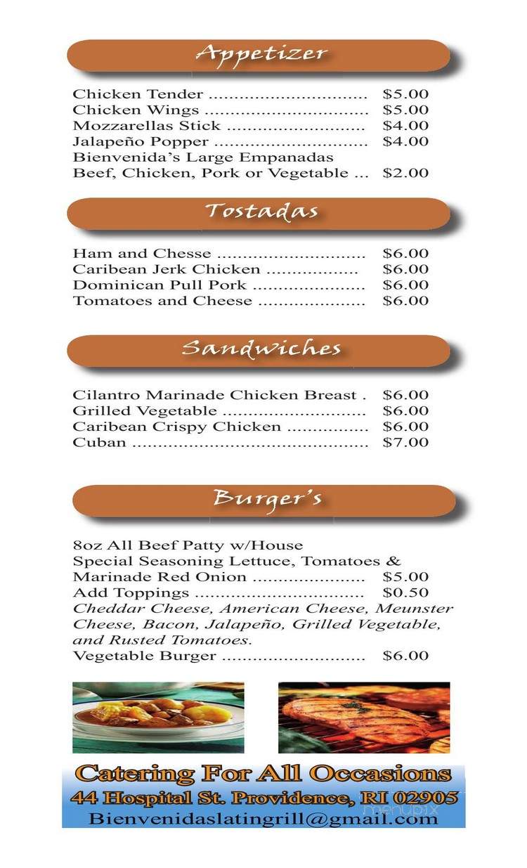 Bienvenida's Latin Grill - Providence, RI menu_pic