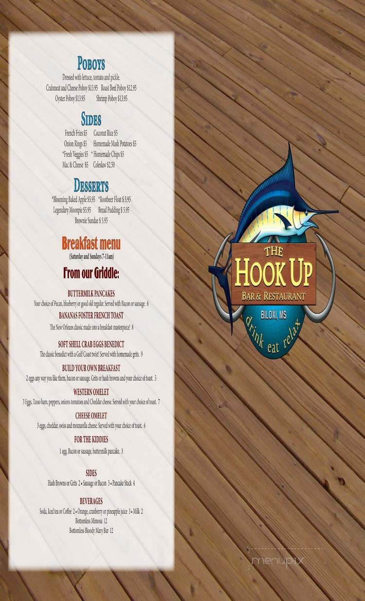 The Hook Up Bar Restaurant - Biloxi, MS menu_pic