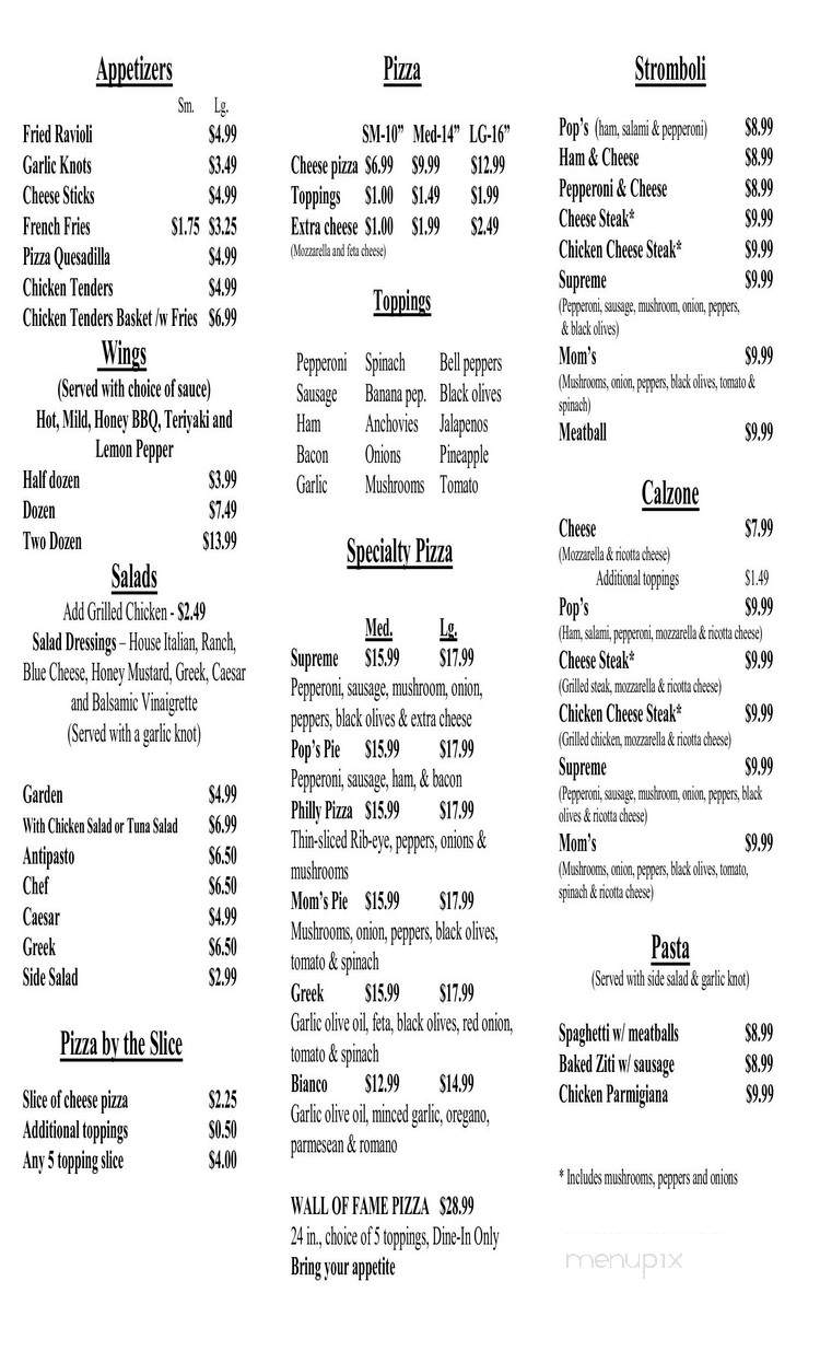 Mom's & Pop's Pizza & Subs - Charleston, SC menu_pic