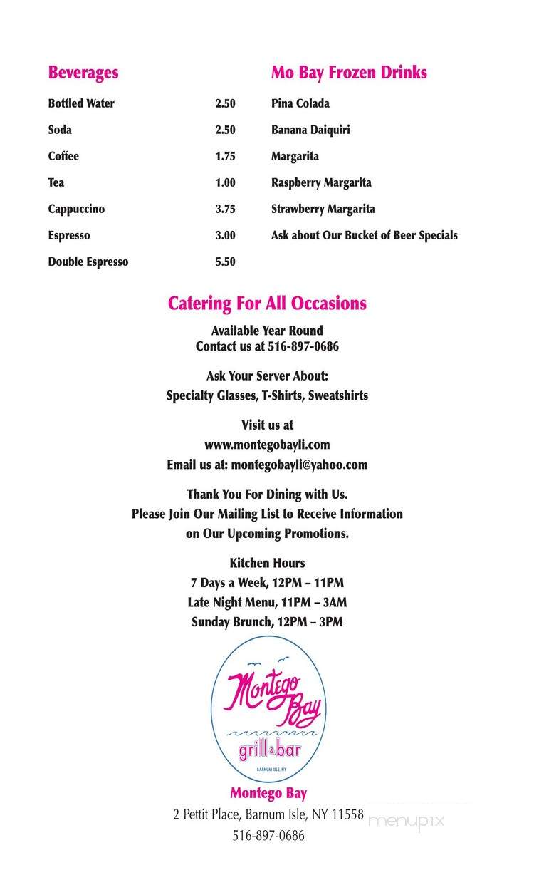 Montego Bay Grill & Bar - Island Park, NY menu_pic
