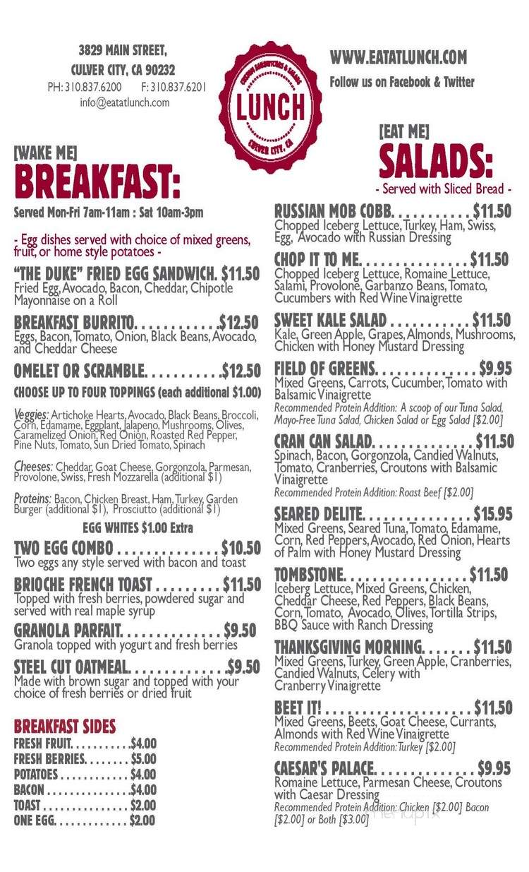 Lunch - Culver City, CA menu_pic