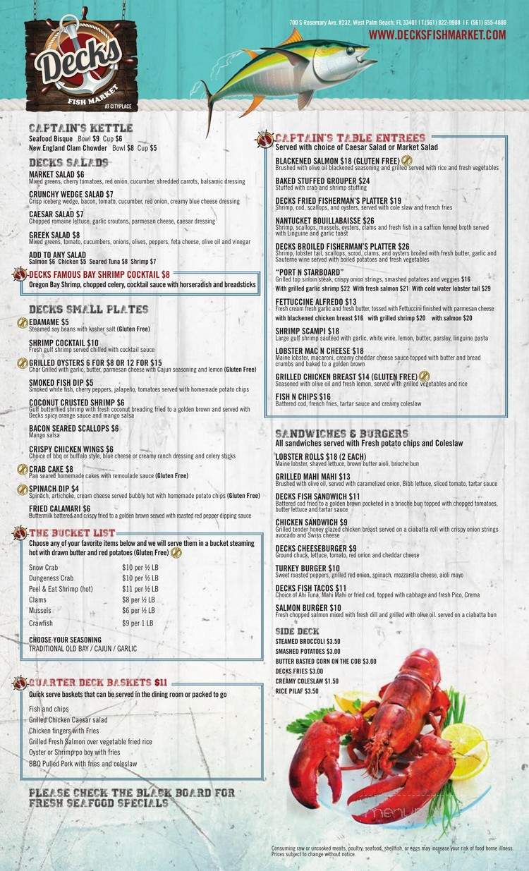 Deck's Fish Market - West Palm Beach, FL menu_pic