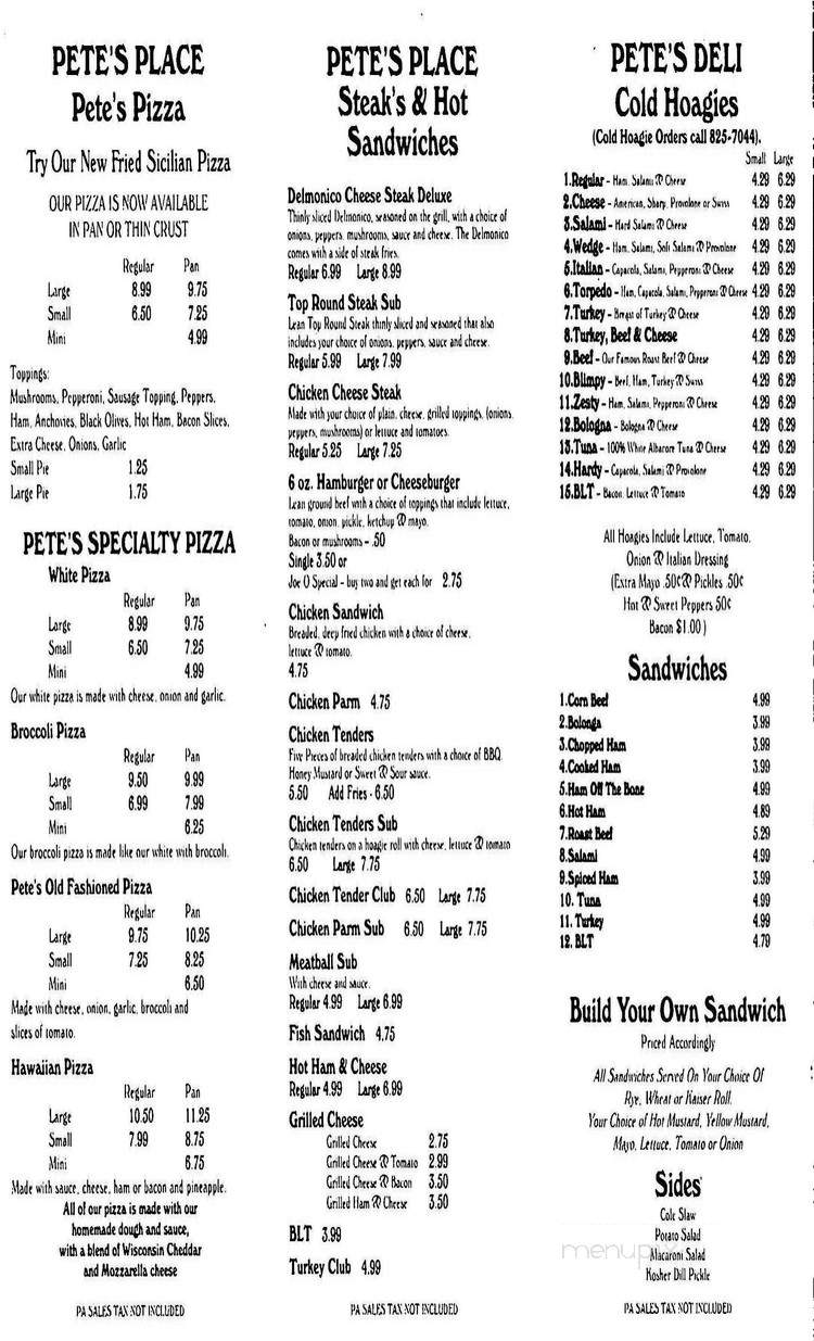 Peters Ice Cream - Wilkes Barre, PA menu_pic