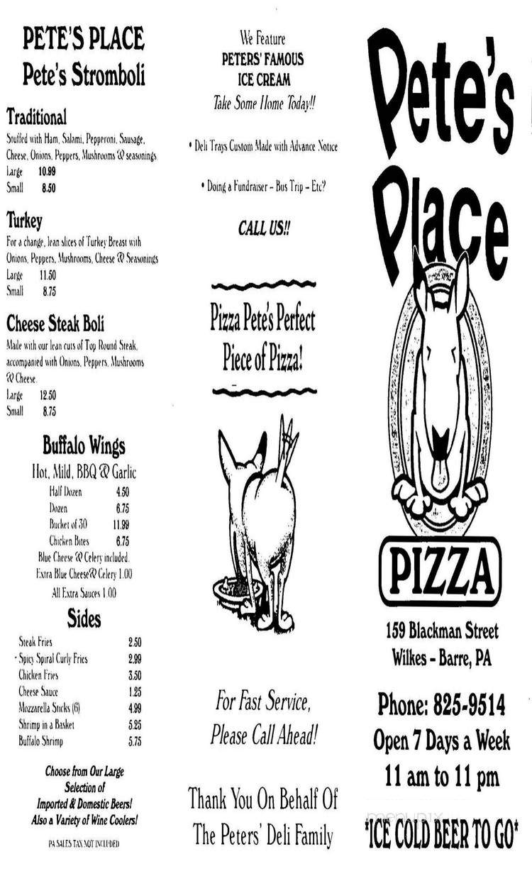 Peters Ice Cream - Wilkes Barre, PA menu_pic