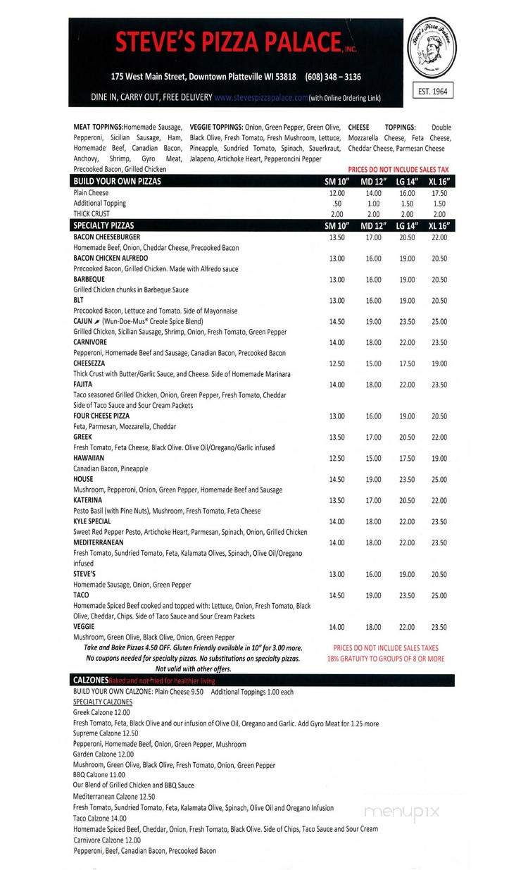 Captain's Cove - Platteville, WI menu_pic