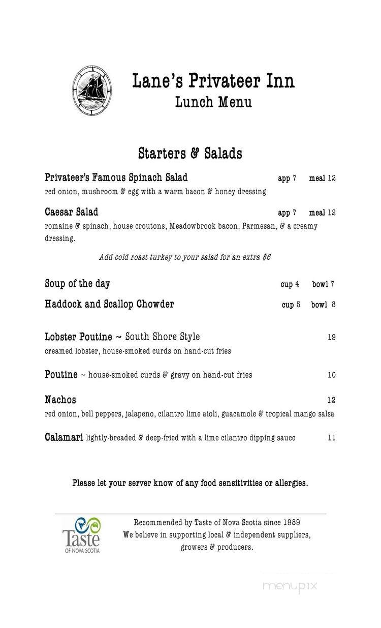 Snug Harbour Book & Gourmet Shop - Liverpool, NS menu_pic