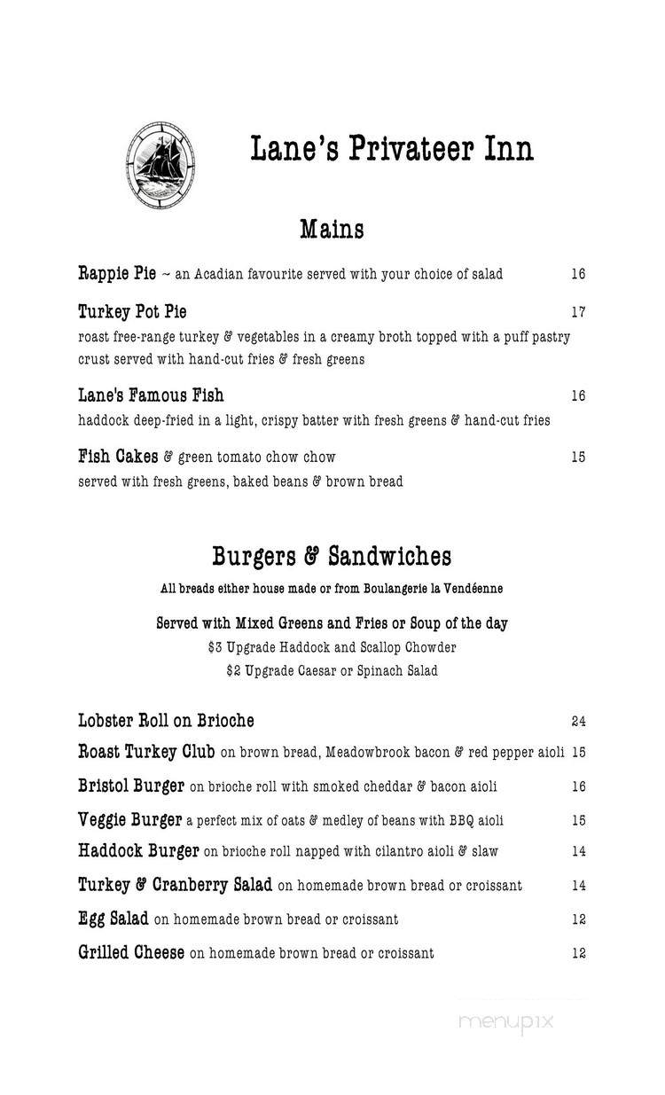Snug Harbour Book & Gourmet Shop - Liverpool, NS menu_pic