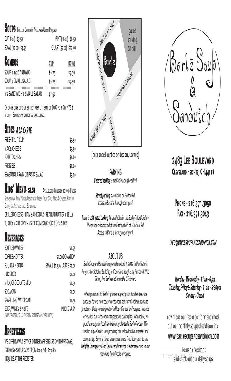 Barle Soup and Sandwich - Cleveland, OH menu_pic