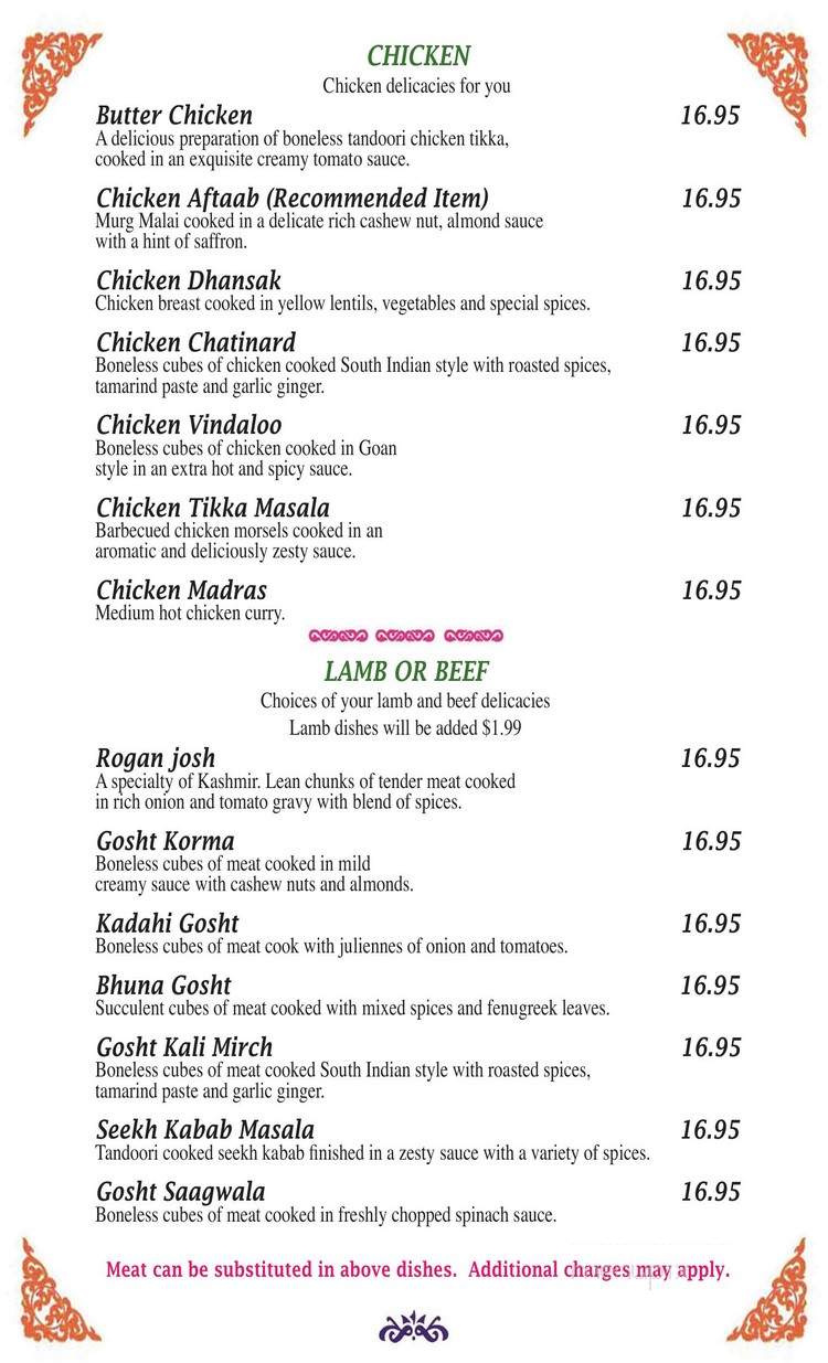 Glory of India - Calgary, AB menu_pic