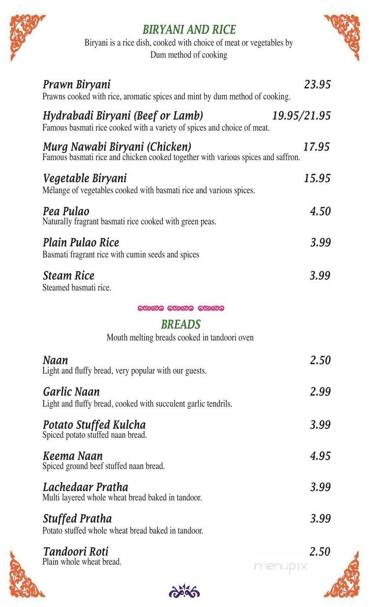 Glory of India - Calgary, AB menu_pic