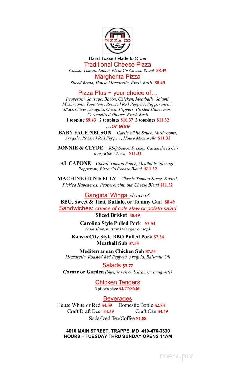 State Bank of Trappe Pizza CO - Trappe, MD menu_pic