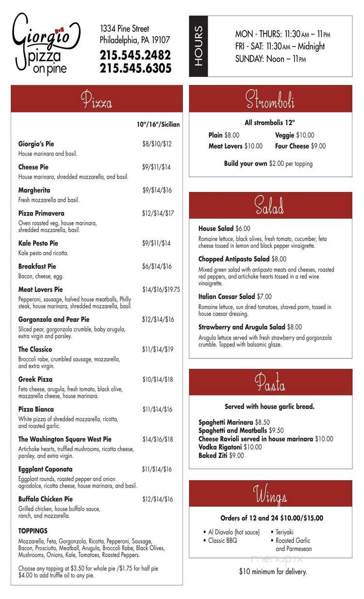 Paul's Pizza - Philadelphia, PA menu_pic