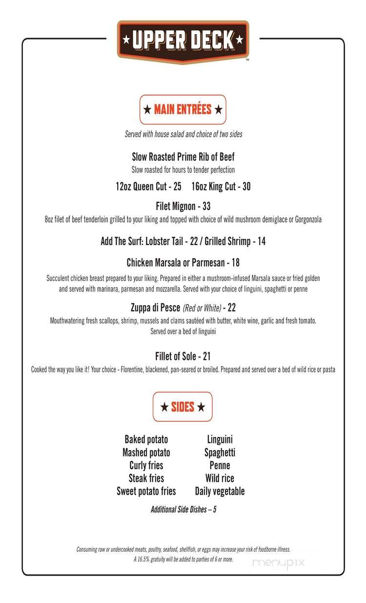 The Upper Deck - Monticello, NY menu_pic