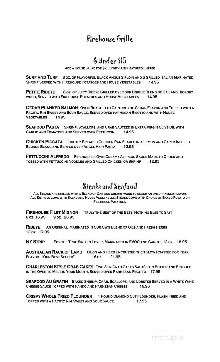 Firehouse Grille - Fort Mill, SC menu_pic