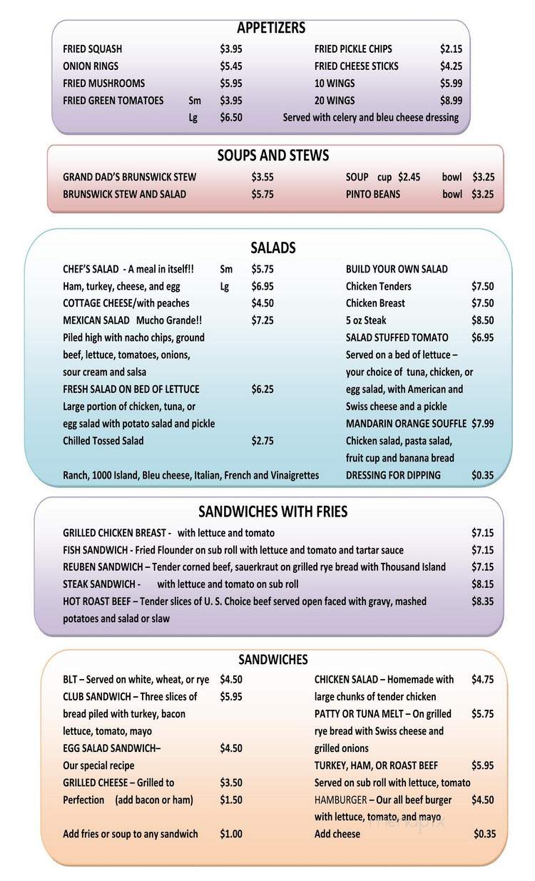 Tad's Restaurant - Jacksonville, FL menu_pic