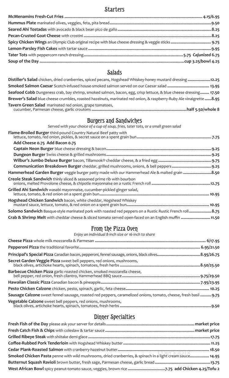 Courtyard Restaurant at the Kennedy School - Portland, OR menu_pic