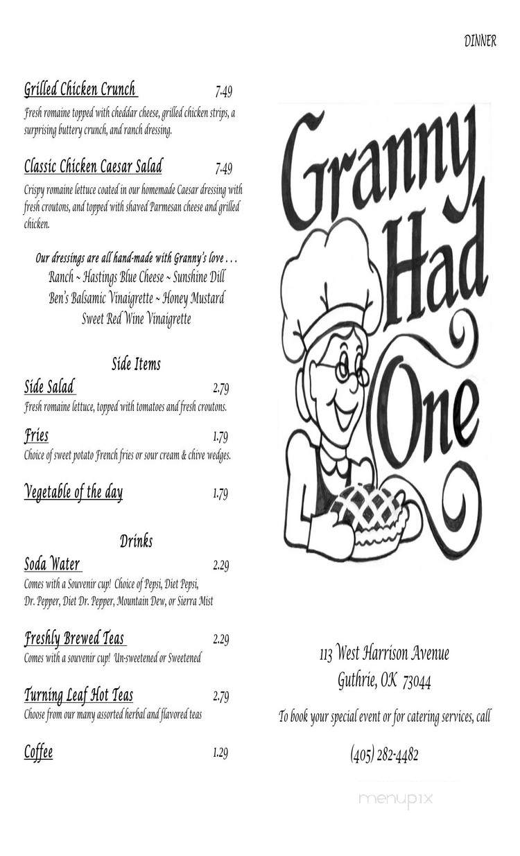Granny Had One - Guthrie, OK menu_pic