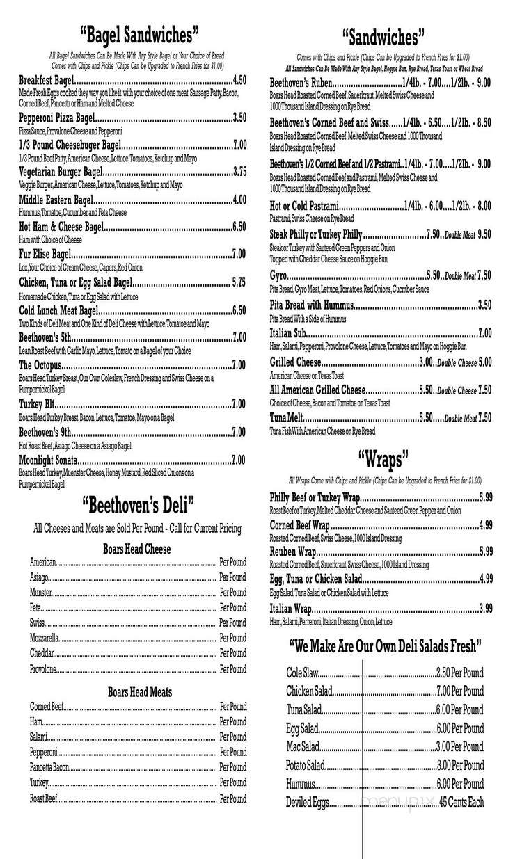 Beethoven's Bagels and Creamery - Oberlin, OH menu_pic