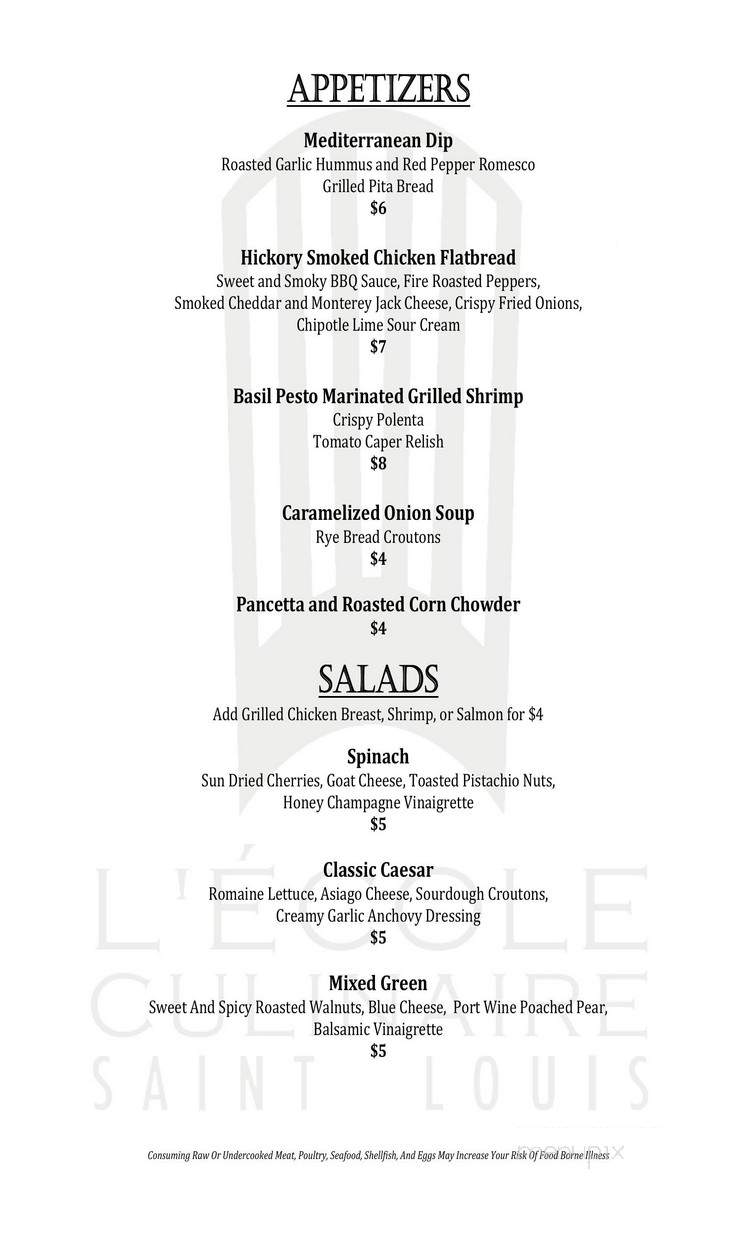 The Presentation Room at L'Ecole Culinaire - Cordova, TN menu_pic