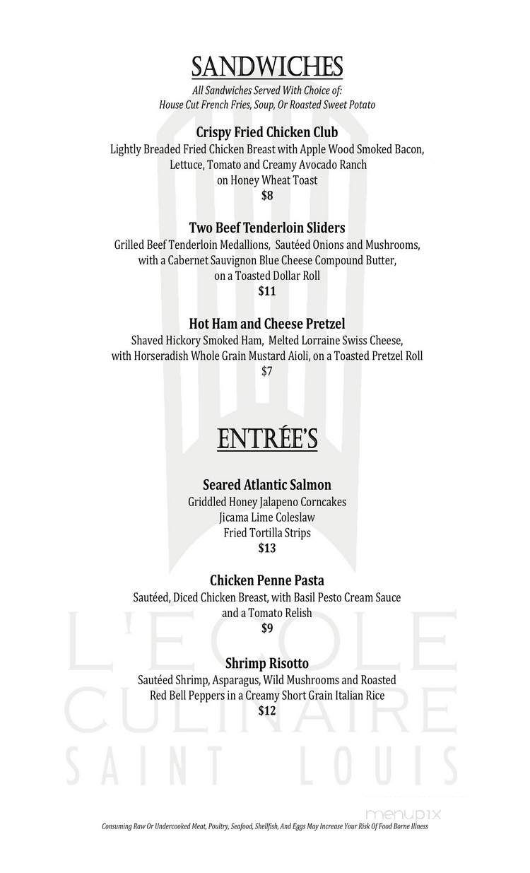 The Presentation Room at L'Ecole Culinaire - Cordova, TN menu_pic