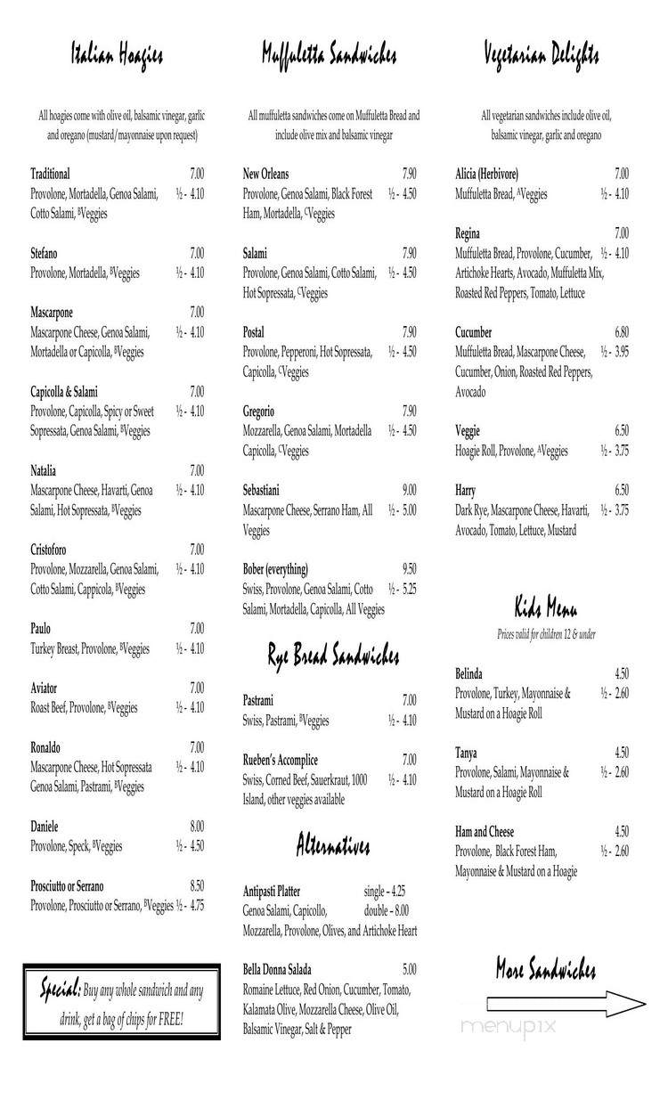 Natalia & Cristoforo's - Corvallis, OR menu_pic