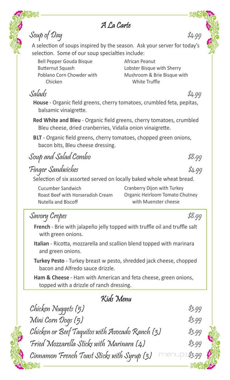 Tee Party - San Diego, CA menu_pic