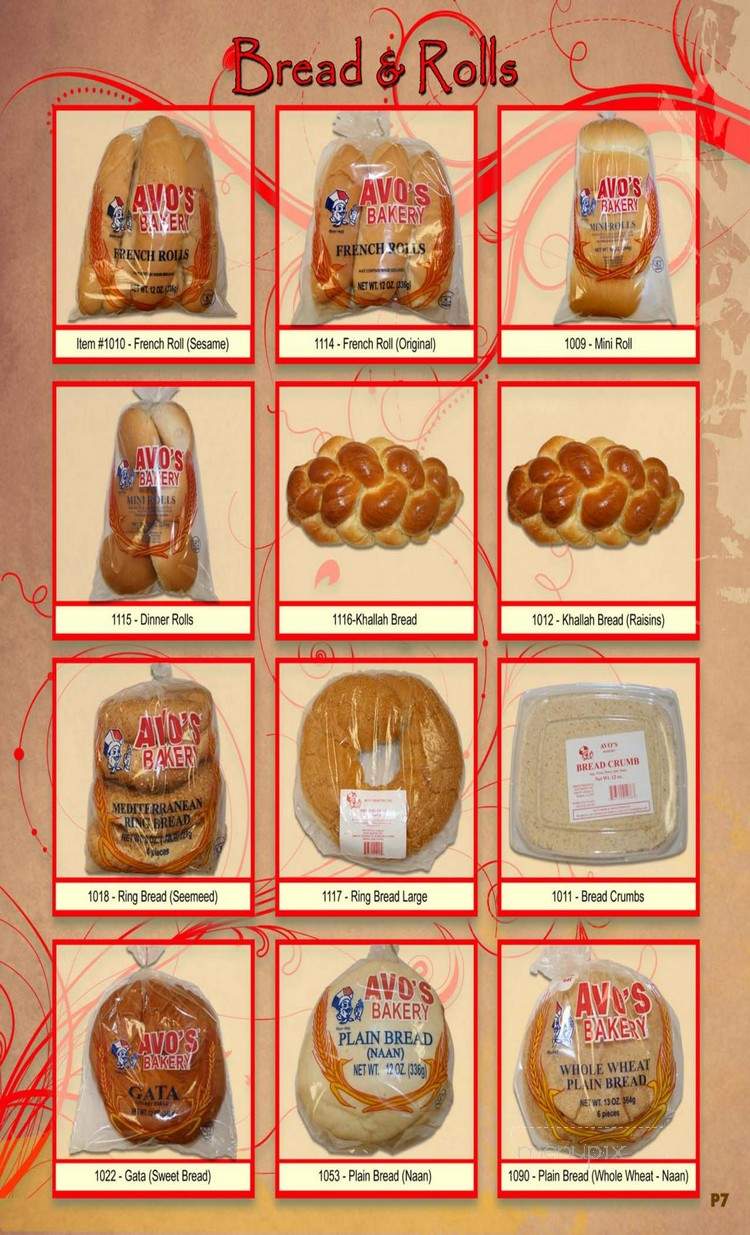 Avo's Bakery - Van Nuys, CA menu_pic