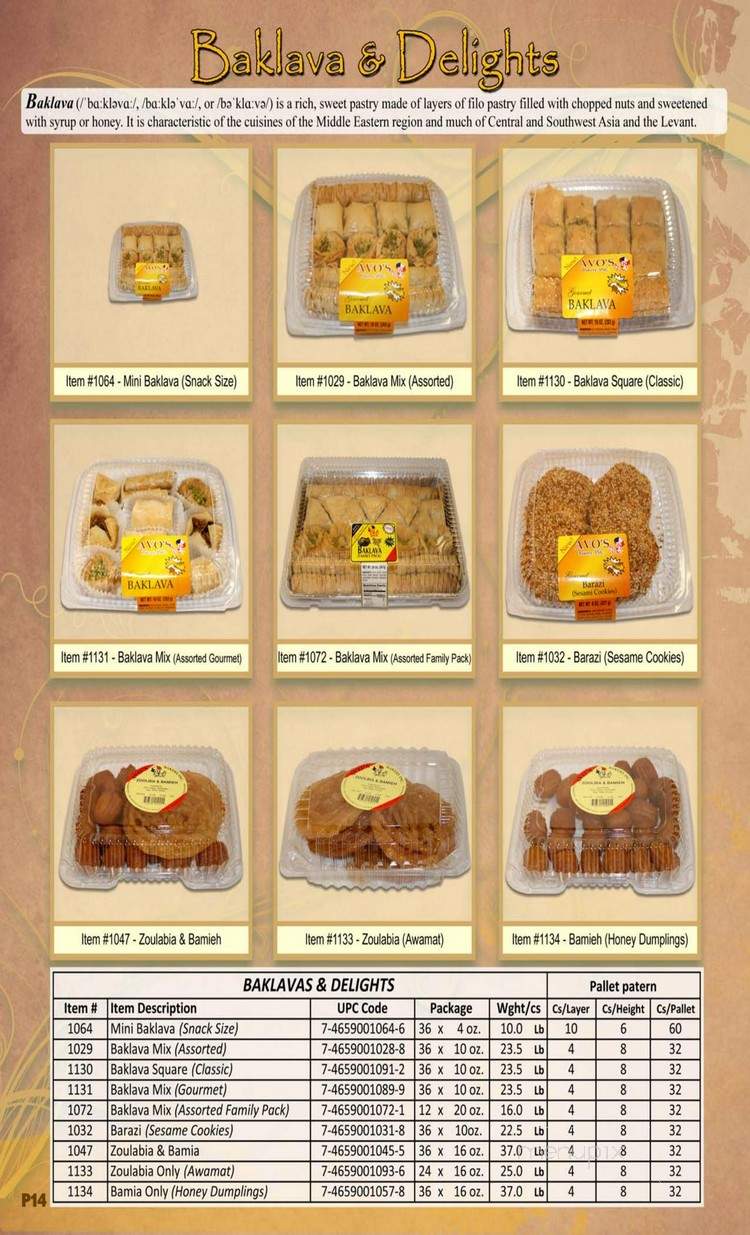 Avo's Bakery - Van Nuys, CA menu_pic