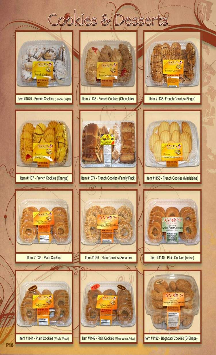 Avo's Bakery - Van Nuys, CA menu_pic