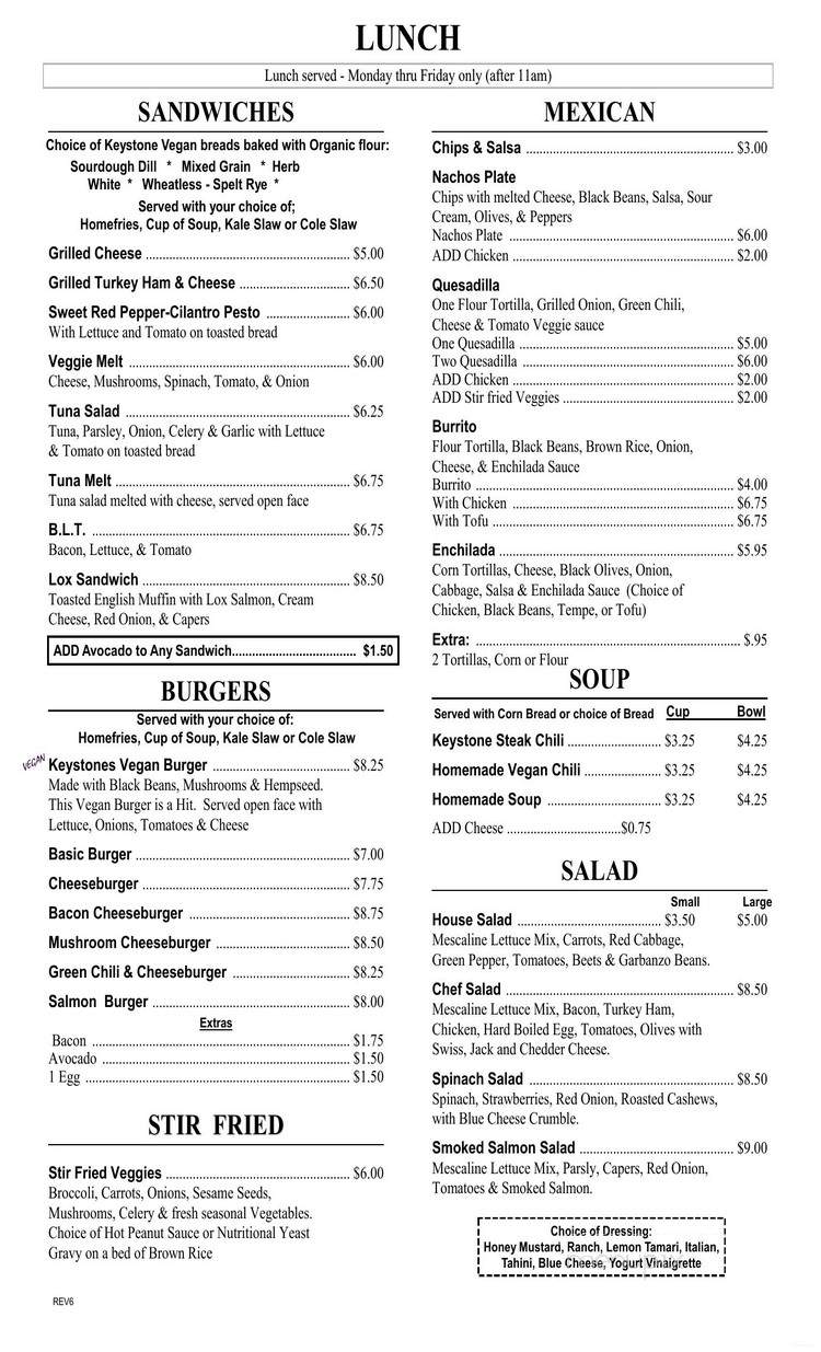 Keystone Cafe - Midlothian, IL menu_pic