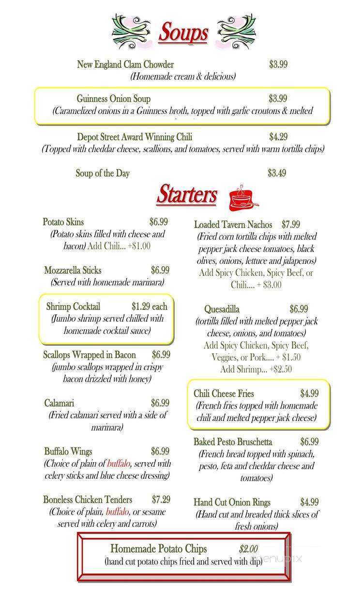 Depot Street Tavern - Hillsborough, NH menu_pic