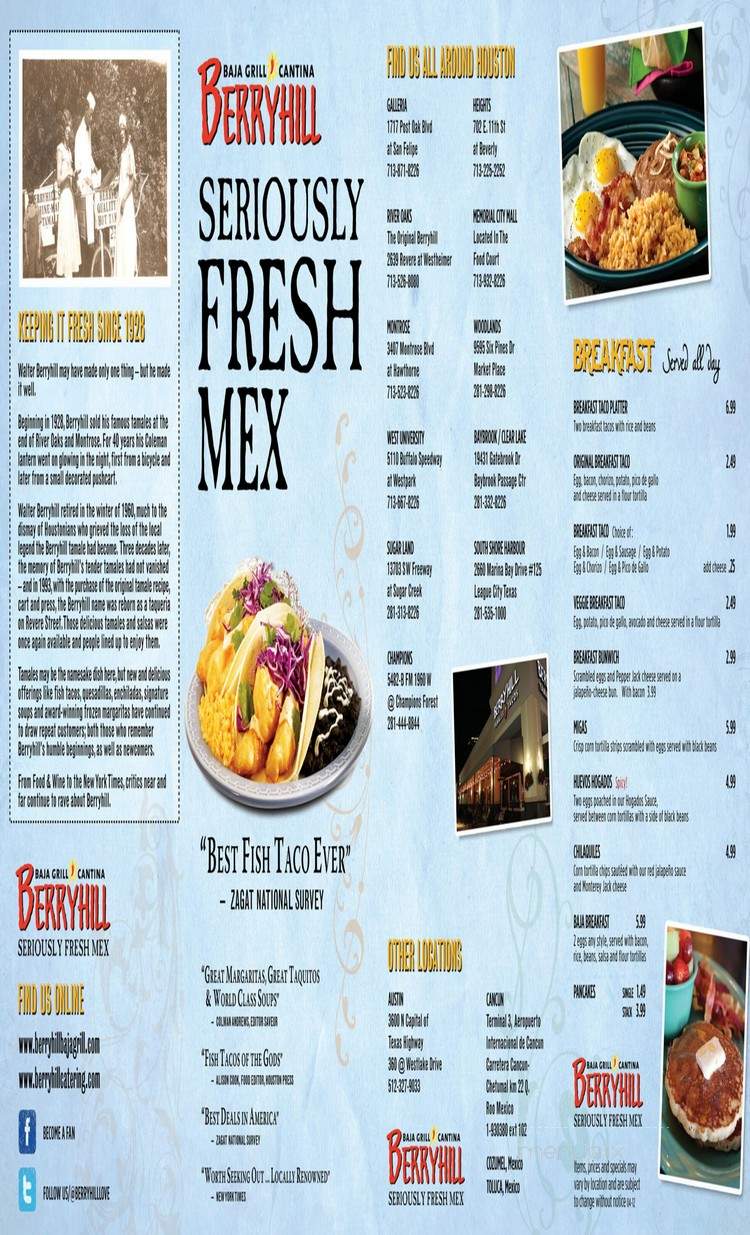 Berryhill Baja Grill - League City, TX menu_pic