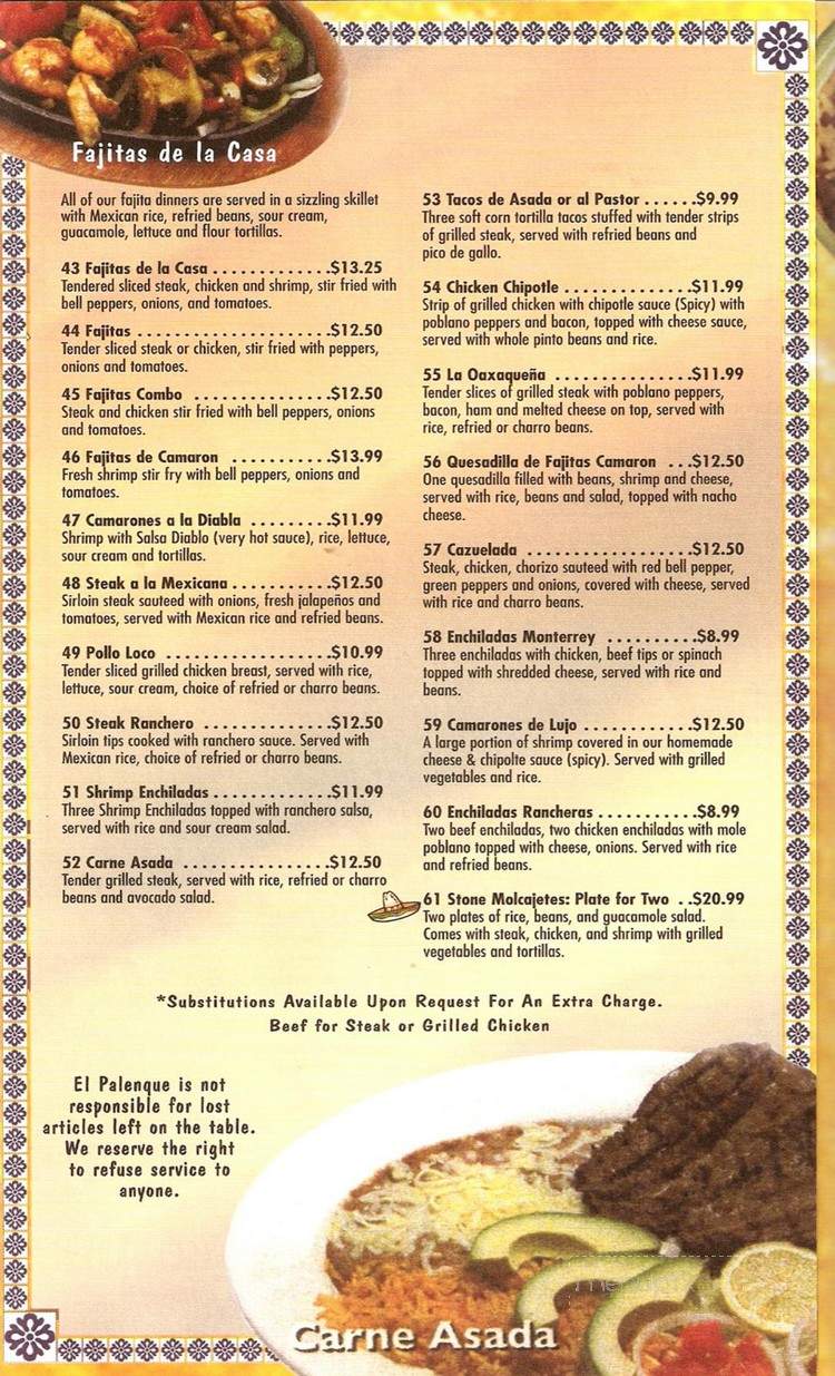 El Palenque - Mentor On The Lake, OH menu_pic