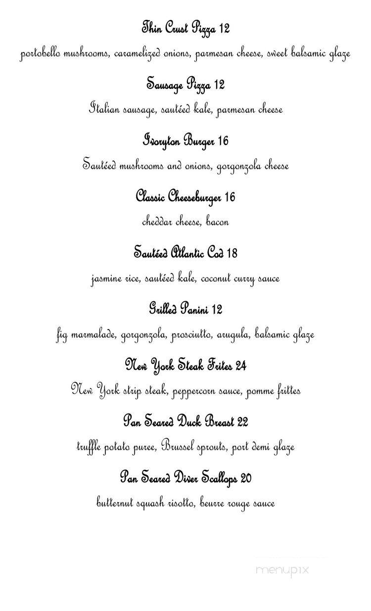 Pip's At the Copper Beech Inn - Ivoryton, CT menu_pic