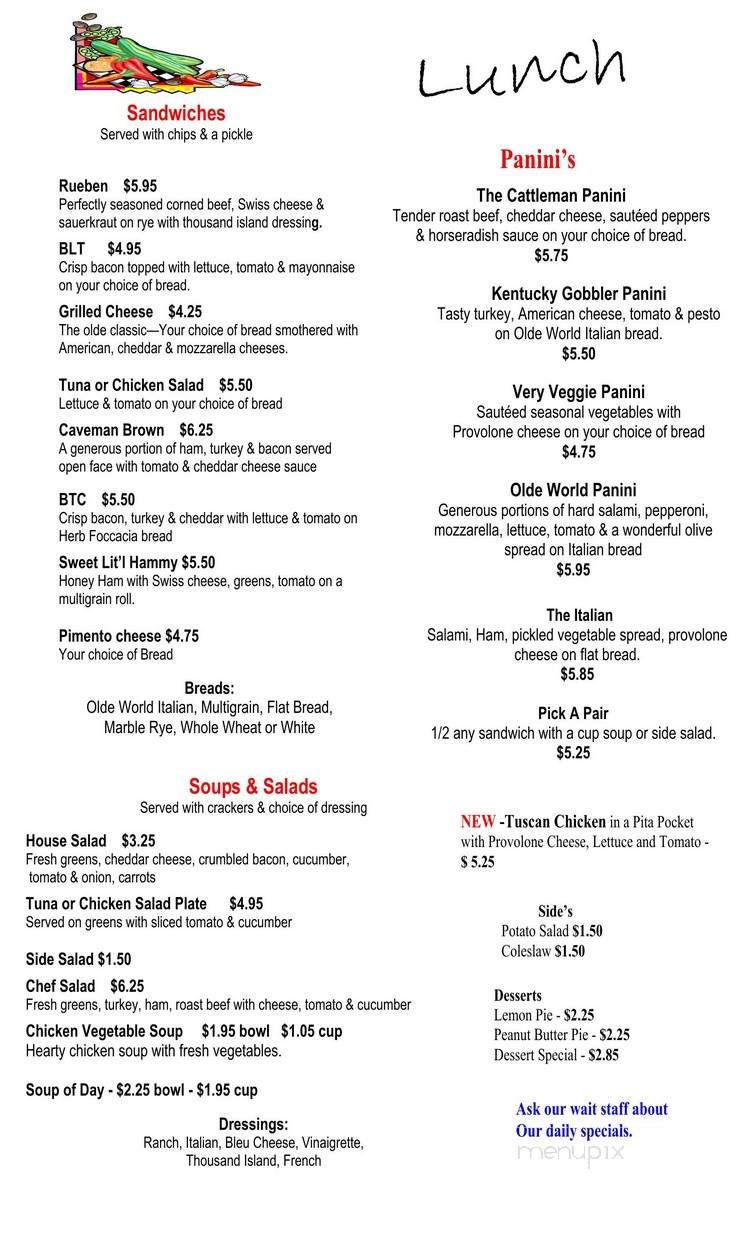 Cream & Sugar Cafe - Cave City, KY menu_pic
