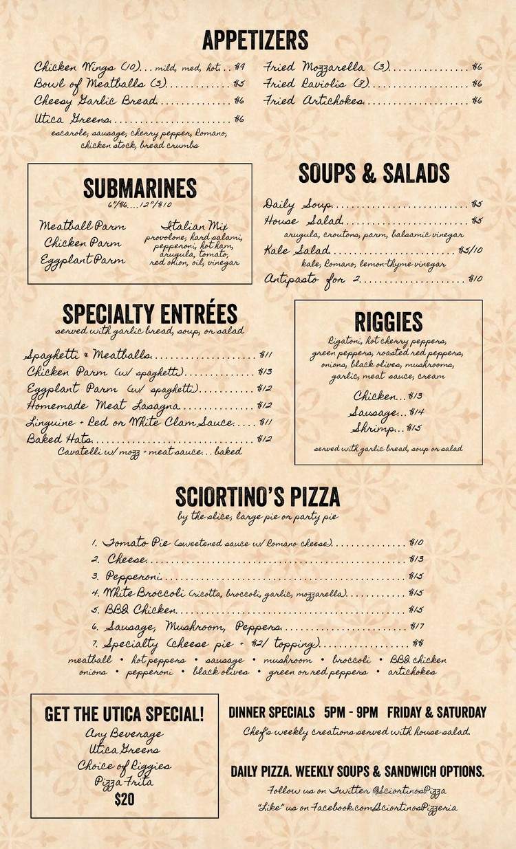 Sciortino's - Brooklyn, NY menu_pic
