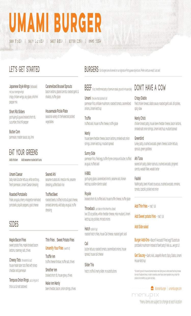 Umami Burger - Hermosa Beach, CA menu_pic