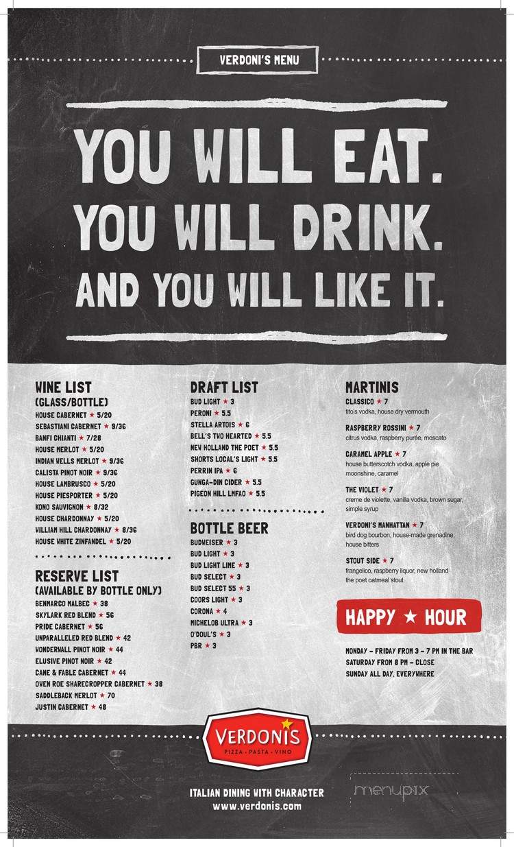 Verdonis - Muskegon, MI menu_pic