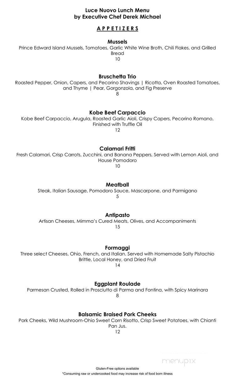Luce Enoteca - Powell, OH menu_pic
