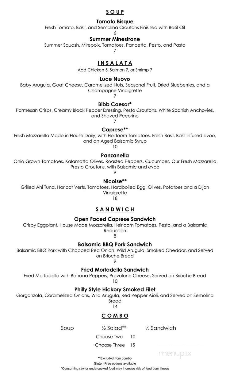 Luce Enoteca - Powell, OH menu_pic