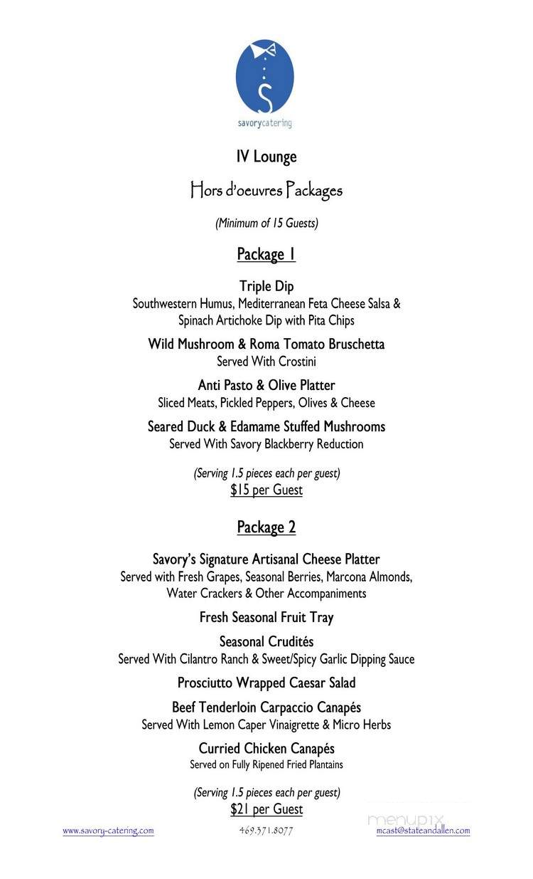 Four Lounge - Dallas, TX menu_pic