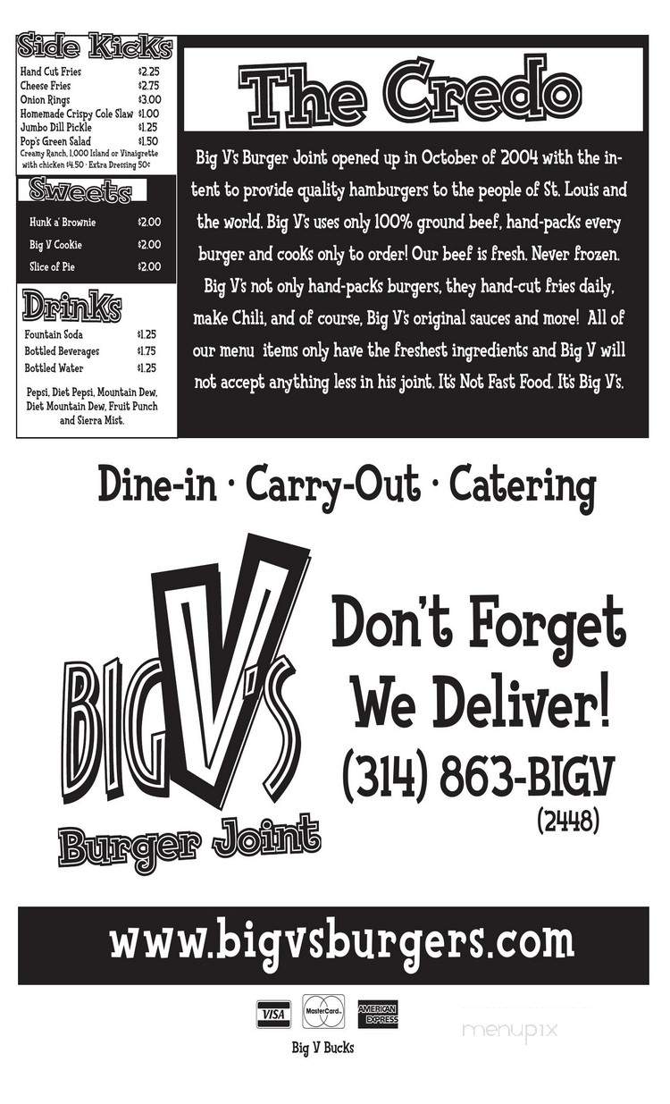 Big V's Burger Joint - Saint Louis, MO menu_pic