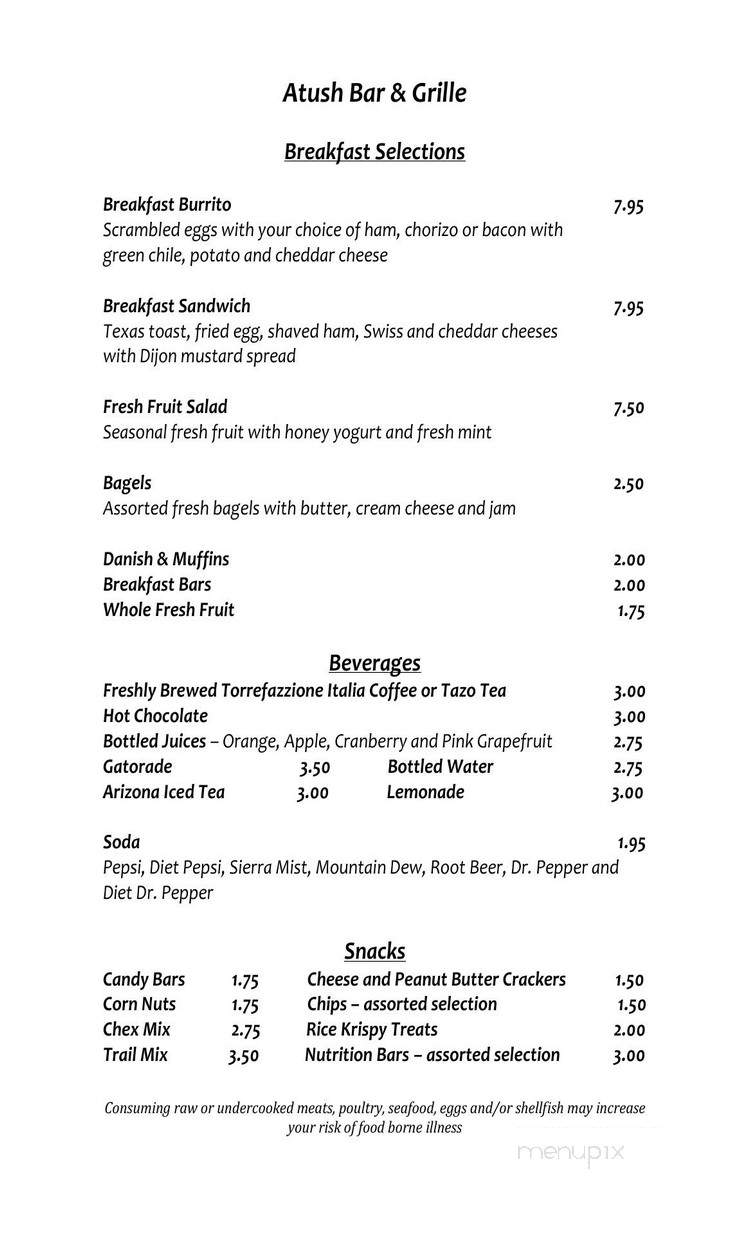 Atush Bar & Grille - Bernalillo, NM menu_pic